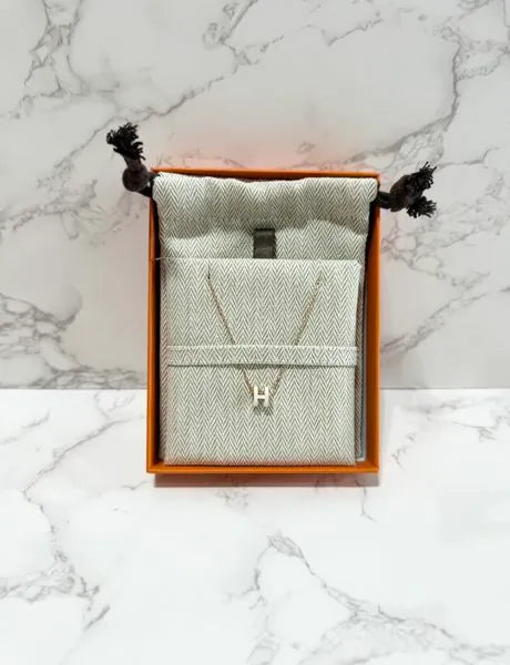 ❤️愛馬仕迷你 Pop H 吊墜項鍊 白色 RGHW