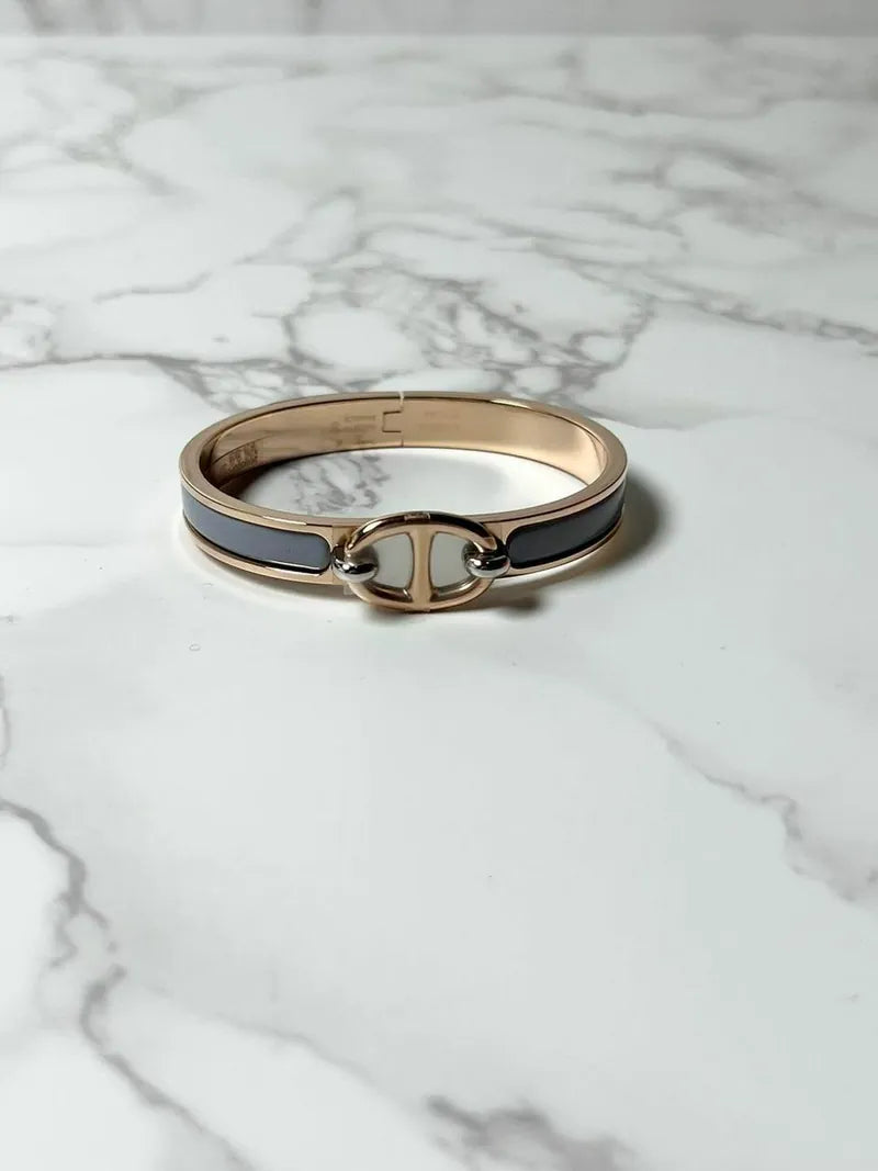 ❤️Hermes Bracelet Mini Clic Ch D’Ancre Gris Myer  RGHW PM Size