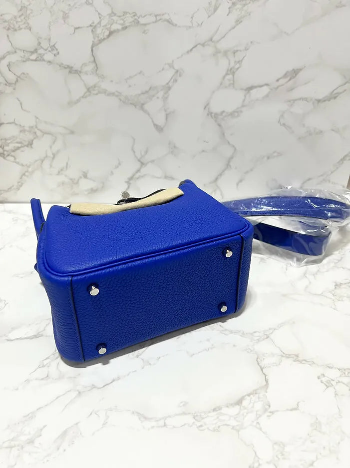 Hermes Mini Lindy Bleu 皇家 O8 PHW U 郵票