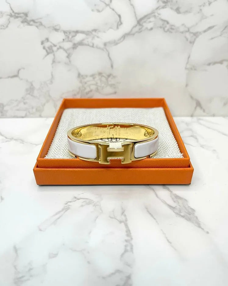 愛馬仕 Clic H 手鐲 白色 GHW PM 尺寸
