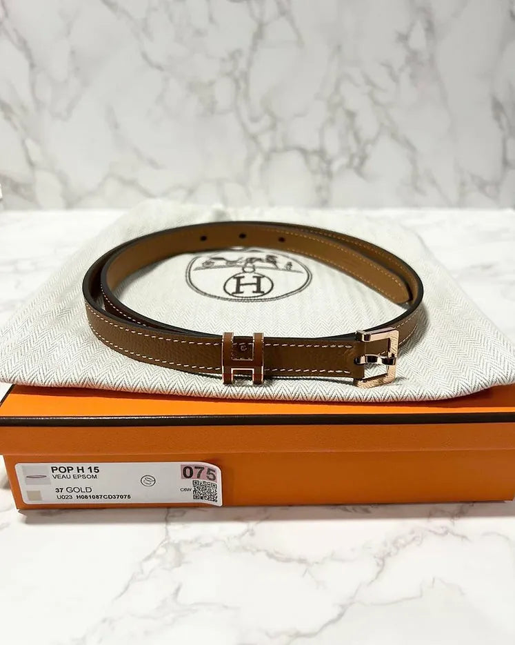 Hermes POP H 15 女士皮帶 Gold RGHW 75cm 女裝帶