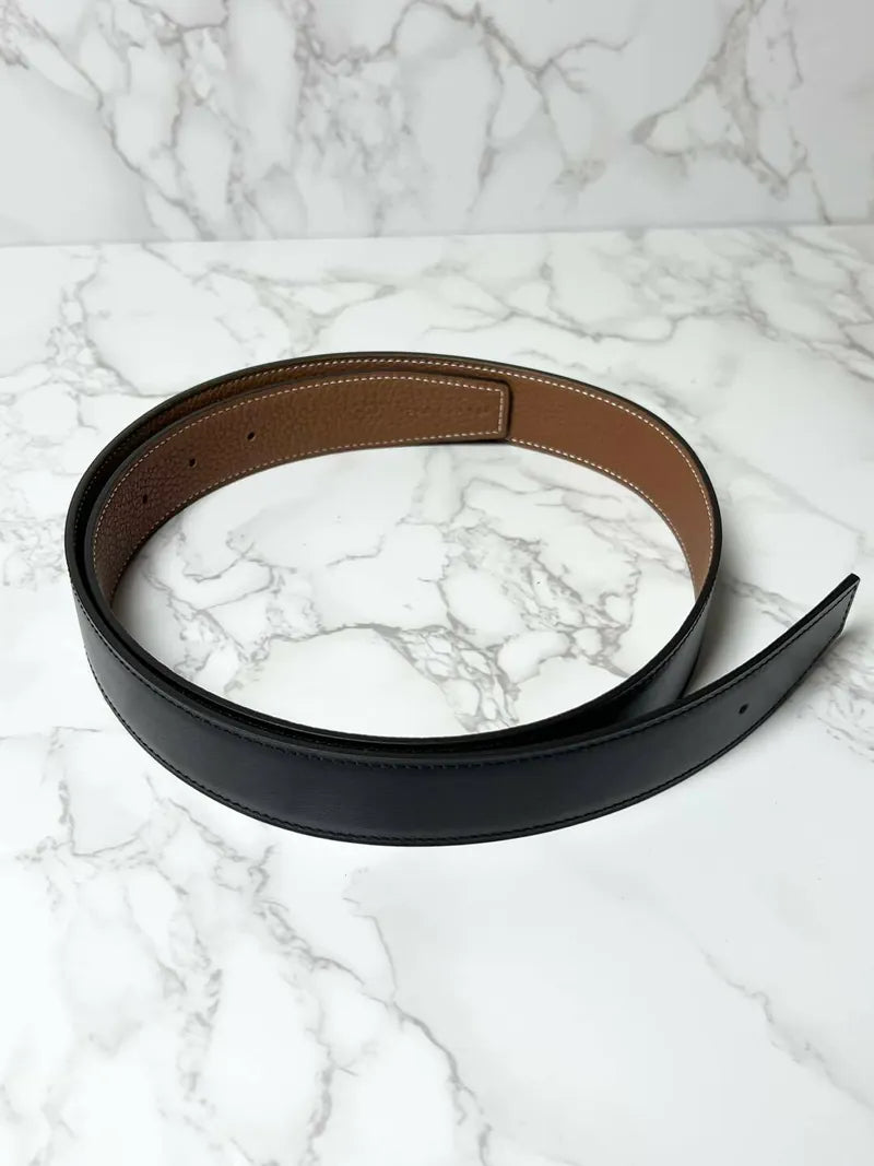 愛馬仕 32MM H 男士皮帶，雙面皮革錶帶，32 毫米寬，85 公分長