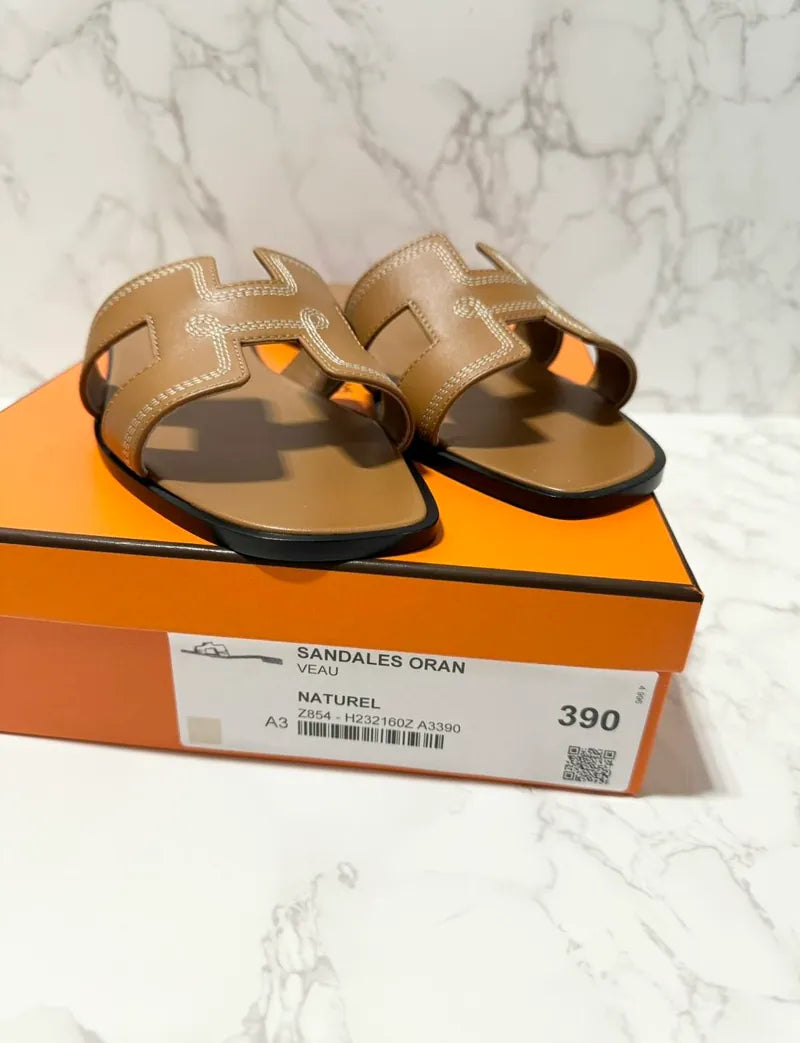 Hermes Oran Sandal H Naturel Size 39