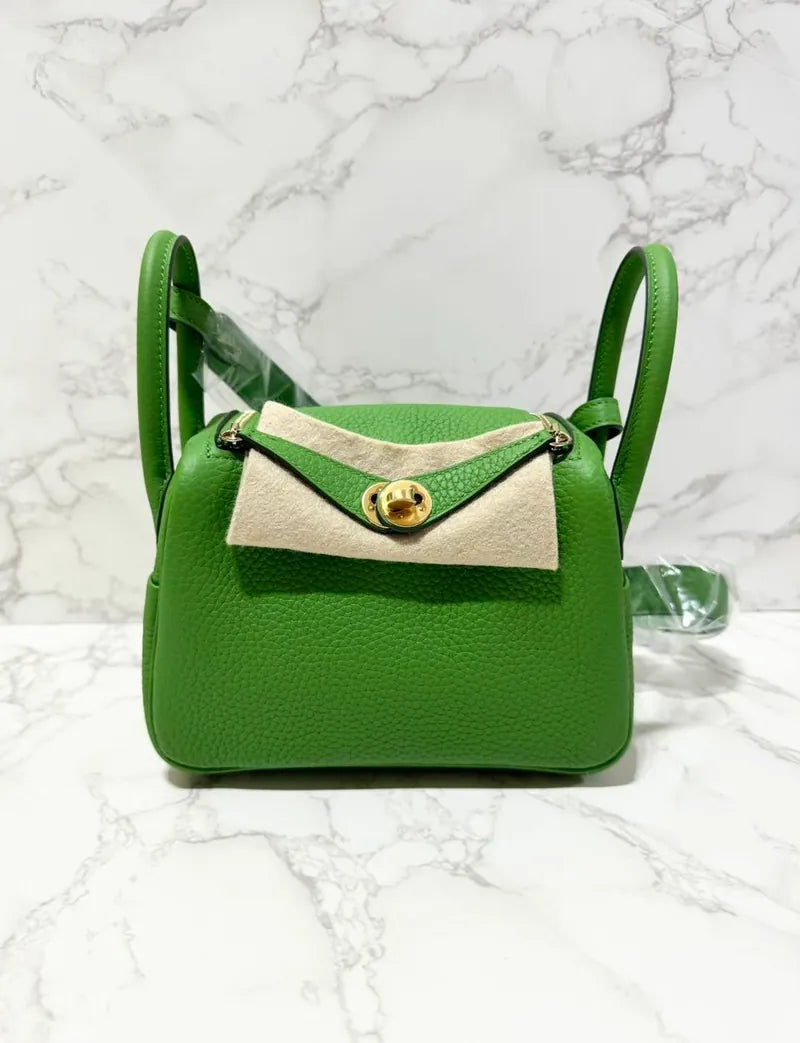 ❤️Hermes 迷你 Lindy 包 Vert Yucca GHW B 郵票
