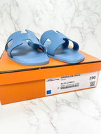 Hermes Oran Sandal H Bleu Cameo Size 39