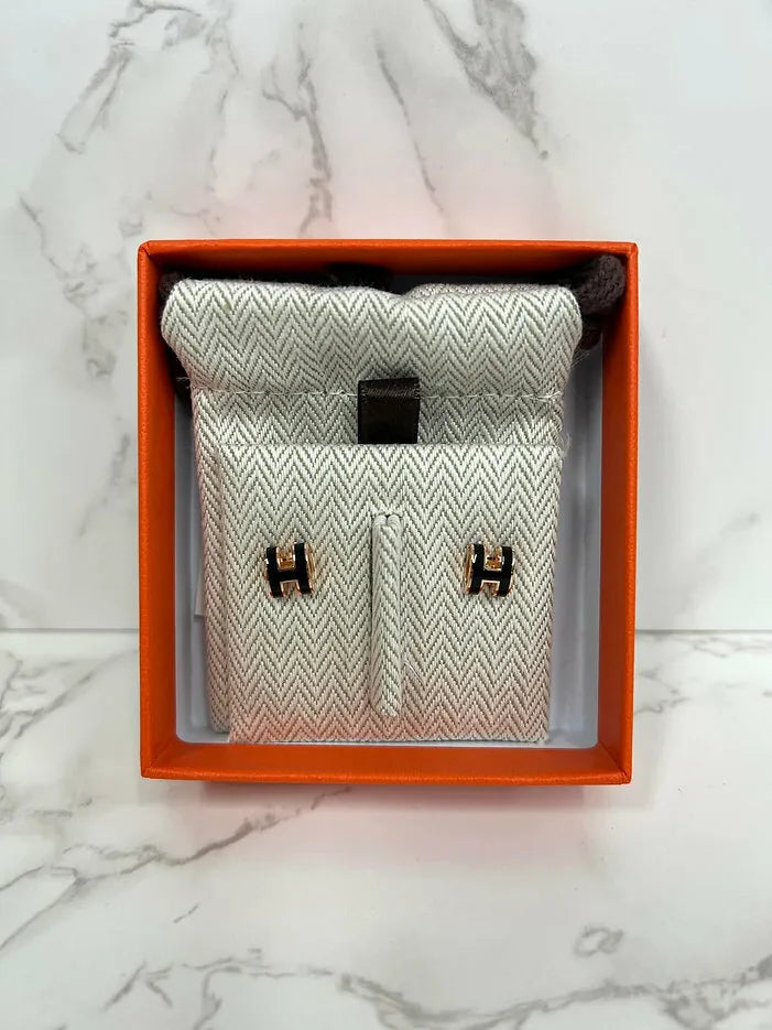愛馬仕 Mini Pop H 耳環 黑色 RGHW