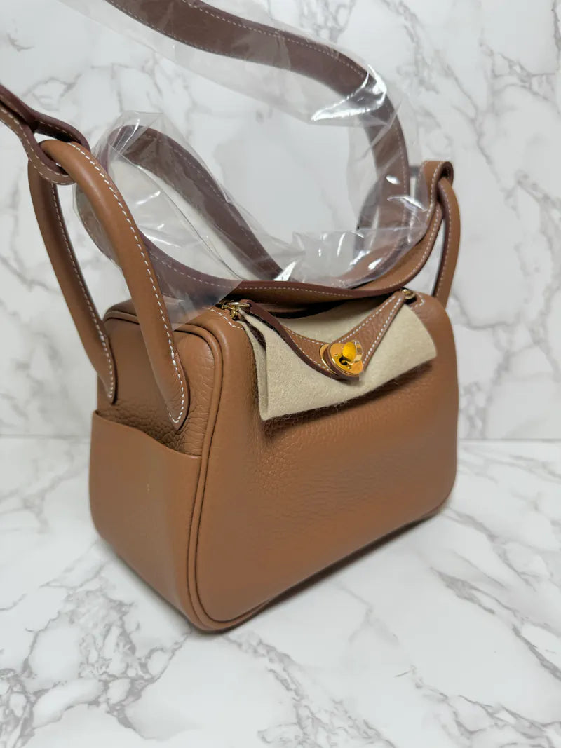 Hermes Mini Lindy II 2 TC Gold GHW W Stamp