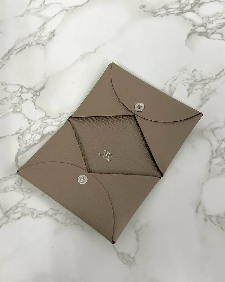 Hermes Calvi 卡夾 epsom Etoupe