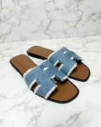 ❤️愛馬仕 Oran 涼鞋 H Denim Bleu Clair 38.5碼