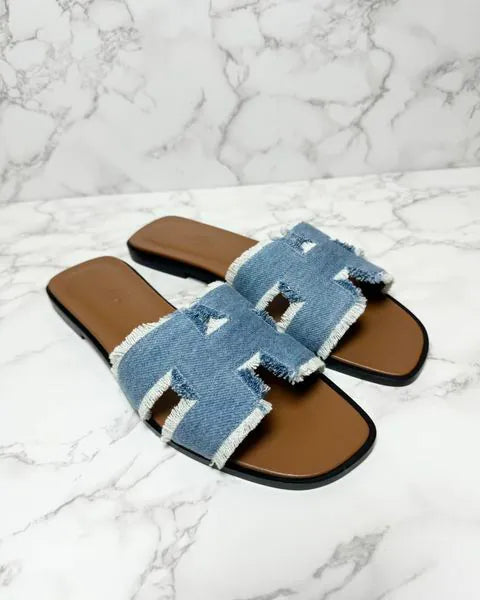 ❤️愛馬仕 Oran 涼鞋 H Denim Bleu Clair 38.5碼