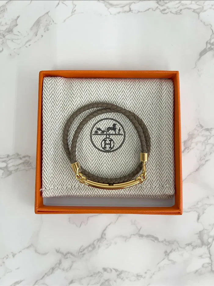 Hermes roulis 雙圈手鍊 Etoupe GHW T2