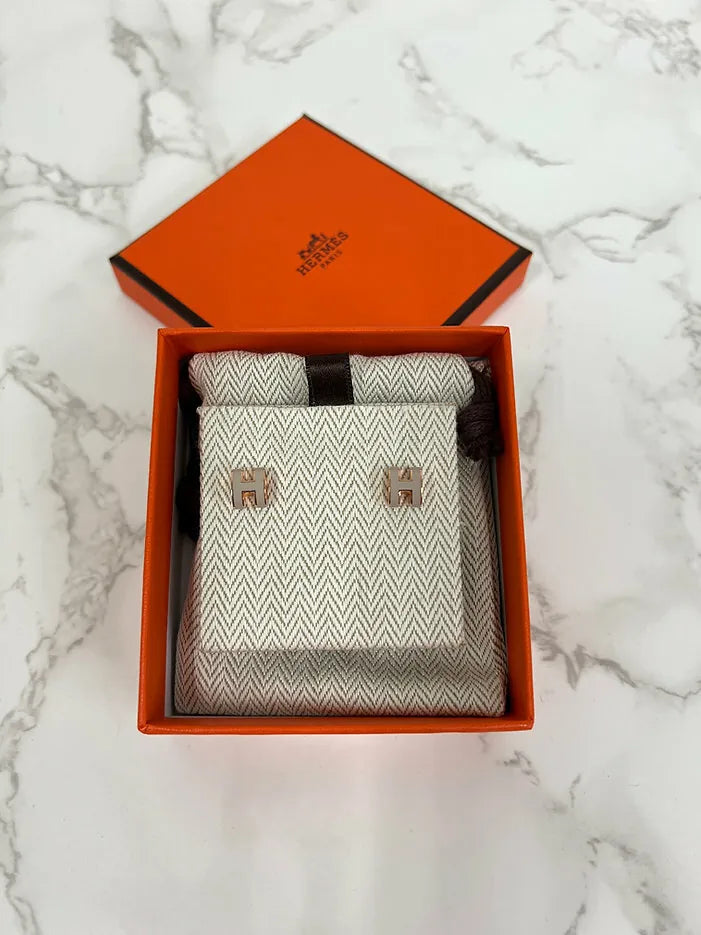 愛馬仕迷你 Pop H 耳環 酒紅色 耳環 RGHW