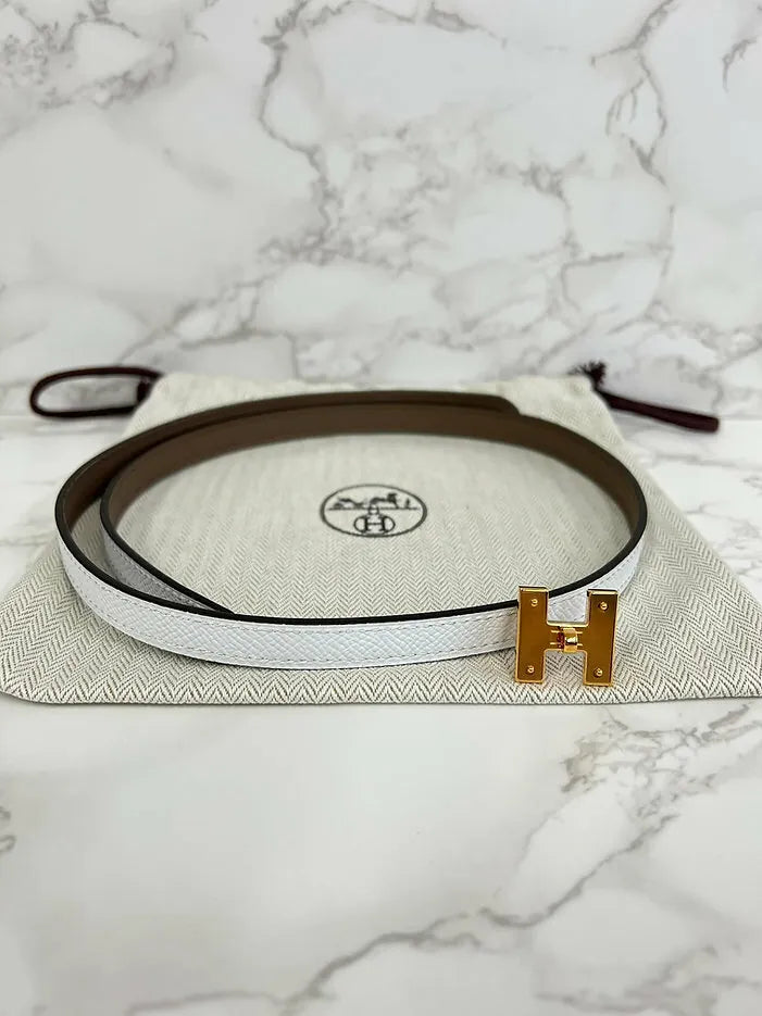 愛馬仕雙面皮革錶帶，13毫米，70厘米，灰褐色，娜塔皮革