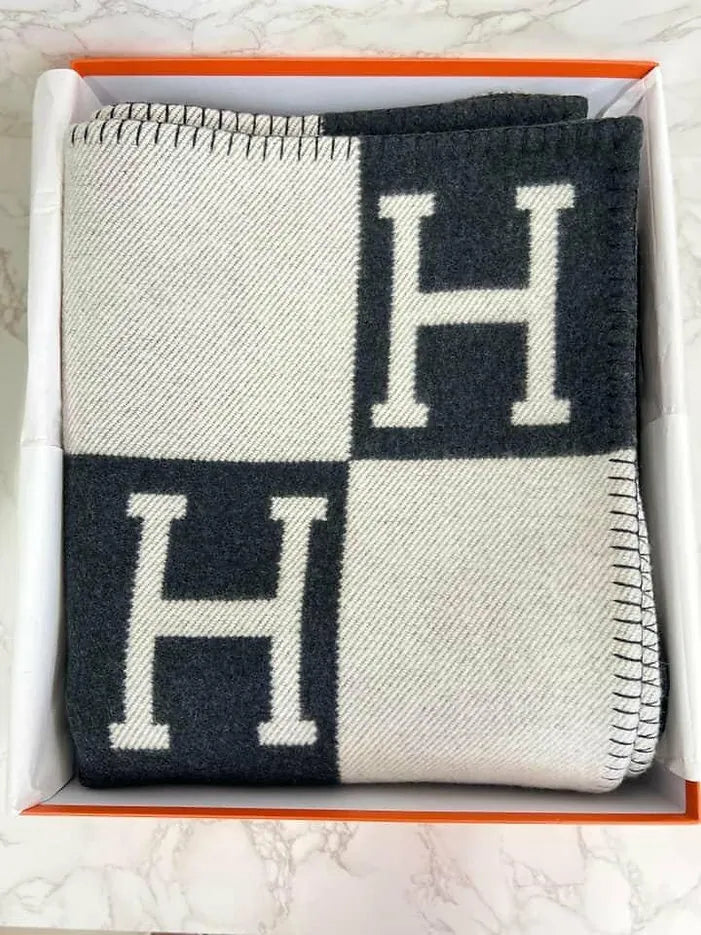 Hermes Avalon 毯子 米色/黑色