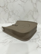 愛馬仕 Mini Evelyne 16 TC Etoupe Bleu 靛藍 PHW W 郵票