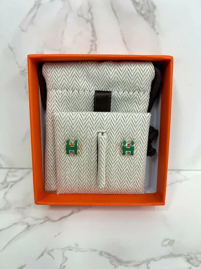 愛馬仕迷你 Pop H 耳環 孔雀石 RGHW2️⃣