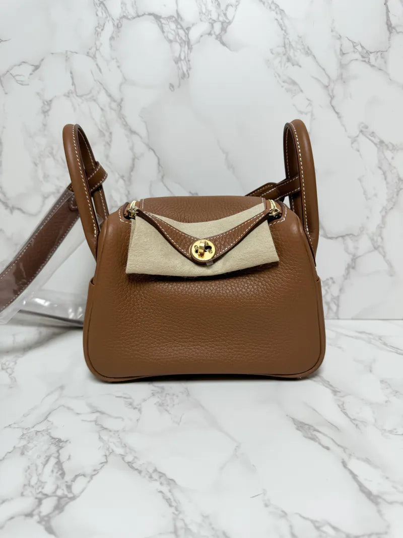 Hermes Mini Lindy II 2 TC Gold GHW W Stamp