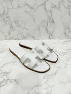 Hermes Oran Sandales Blanc Piqures H 39