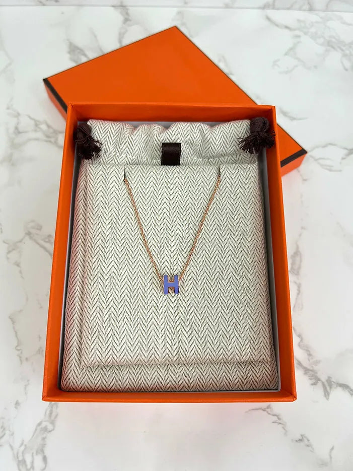 愛馬仕迷你 Pop H 吊墜項鍊 淡紫色 RGHW