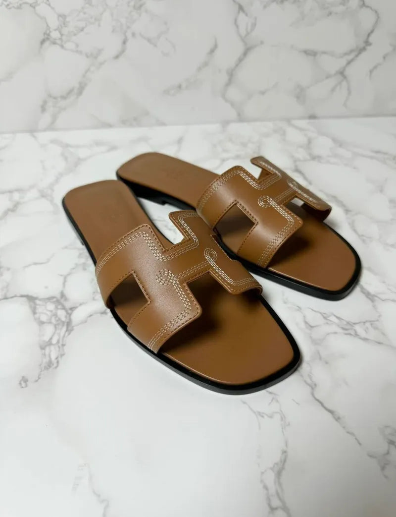 愛馬仕 Oran H Naturel 涼鞋，37.5 碼