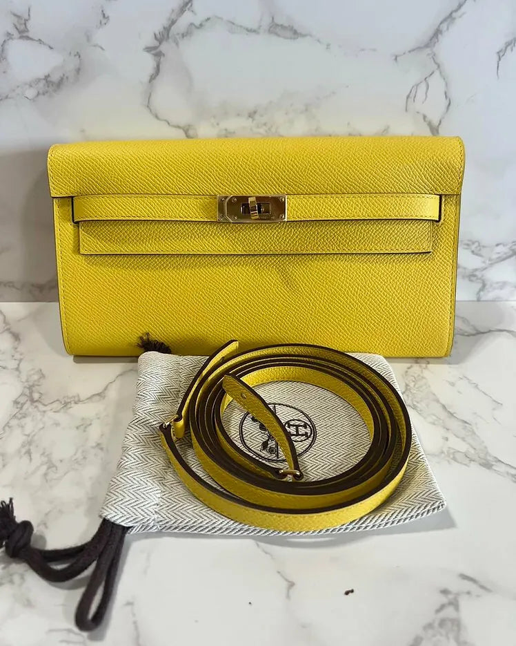 ❤️Hermes Kelly 去 Epsom Jaune 那不勒斯 9O GHW