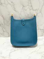 Hermes Mini Evelyne 16 TC New Bleu Jean / New Bleu Jean GHW B 郵票
