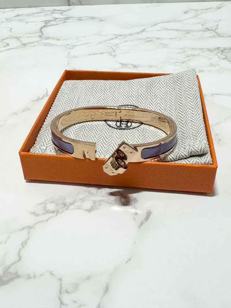 愛馬仕迷你Clic Kelly手鐲，愛馬仕旗艦款，淡紫色，RGHW，PM尺寸