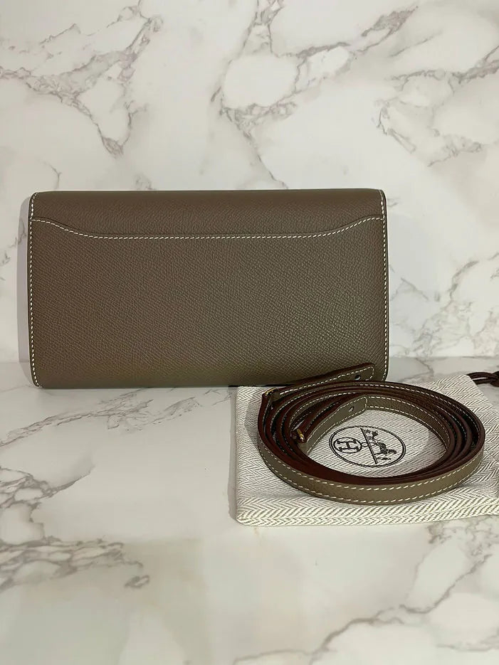 愛馬仕 Constance Long To Go 皮夾 Epsom Etoupe 金五金