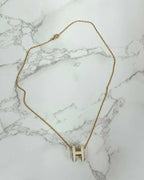 Hermes Pop H 吊墜項鍊 白色 GHW