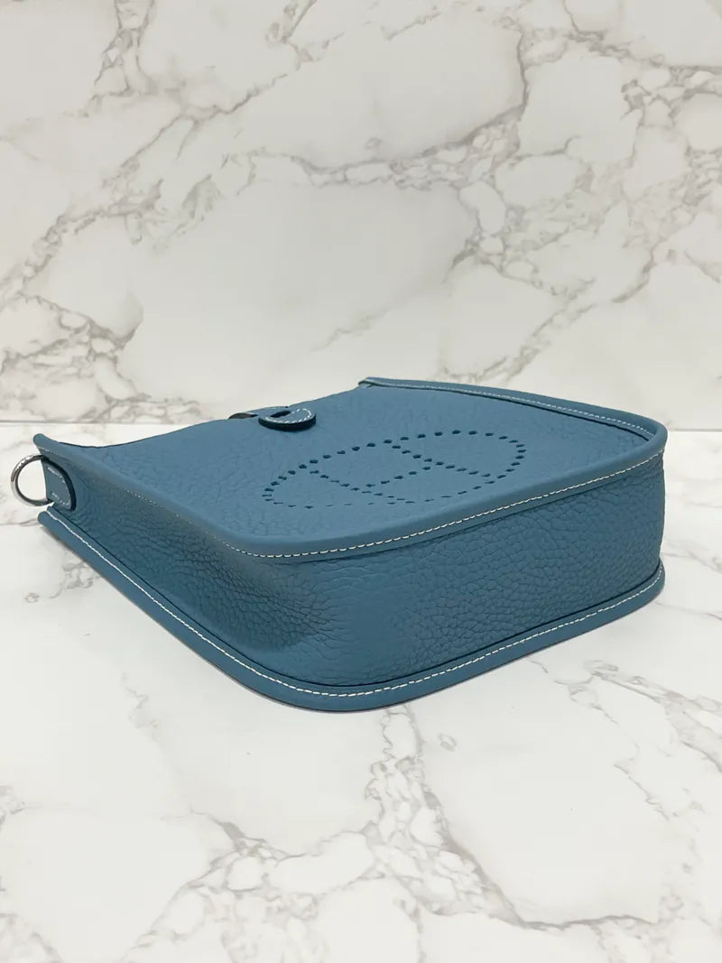 Hermes Mini Evelyn 16 TC New Blue Jean D2 B Stamp PHW