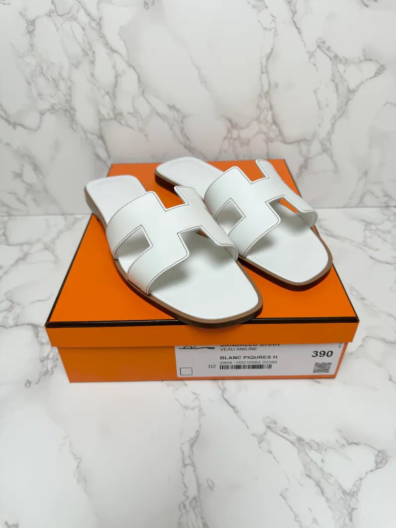 愛馬仕 Oran Sandales Blanc Piqures H 39