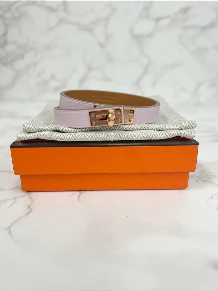 Hermes 迷你凱莉淡紫色 GHW 手鍊 T2