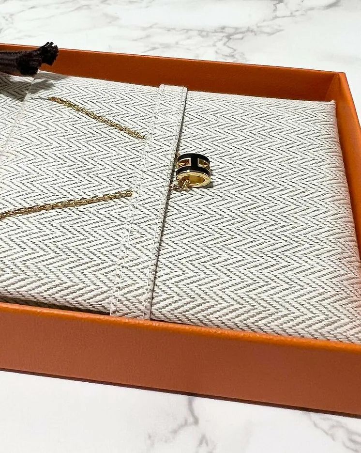 ❤️Hermes 迷你流行 H 項鍊黑色 GHW