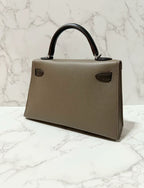 Hermes Mini Kelly 2 Epsom PHW Etoupe / Ecorce / Noir