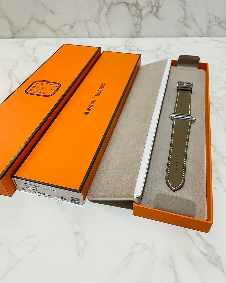 Hermes Series 8 case Band Apple Watch Herme Single Tour 45 mm Etoupe