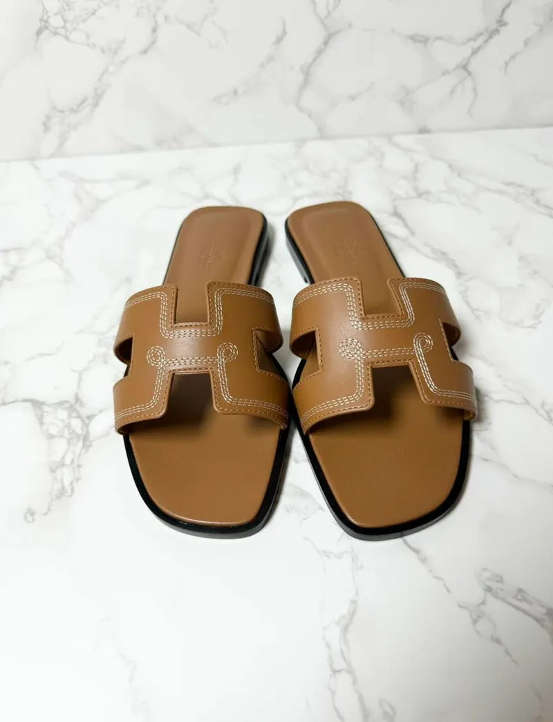 愛馬仕 Oran H Naturel 涼鞋，37.5 碼