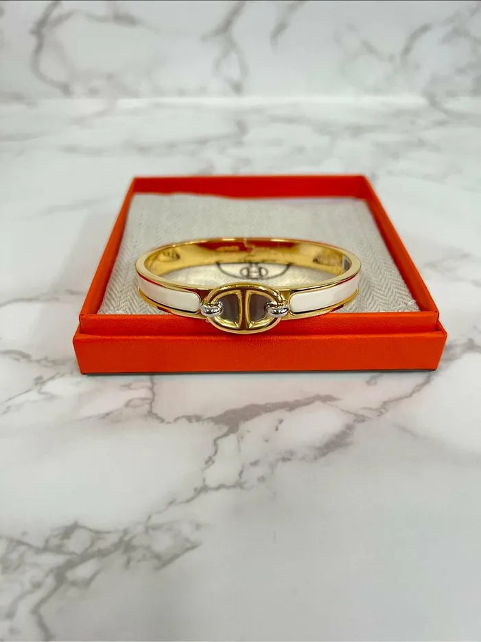 Hermes Mini Clic Ch D'ancre 手鍊白色 GHW GM 尺寸