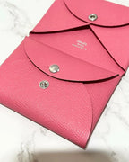 愛馬仕 Calvi Duo Compact 卡包 愛普生玫瑰杜鵑花色 8W