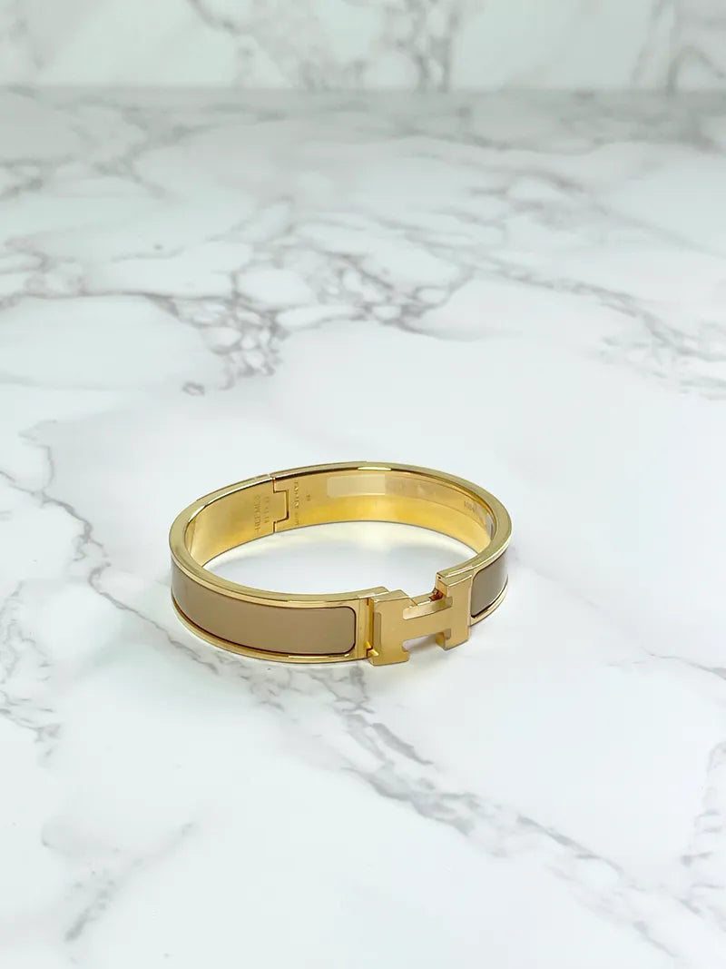 ❤️愛馬仕 Clic H 手鐲，貂皮色，金色五金，PM 碼