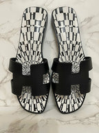 Hermes Oran 涼鞋 休閒 黑白 37.5