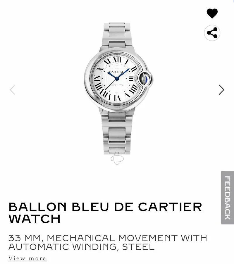 Cartier Ballon Bleu De Cartier Watch 32mm WSBB0044