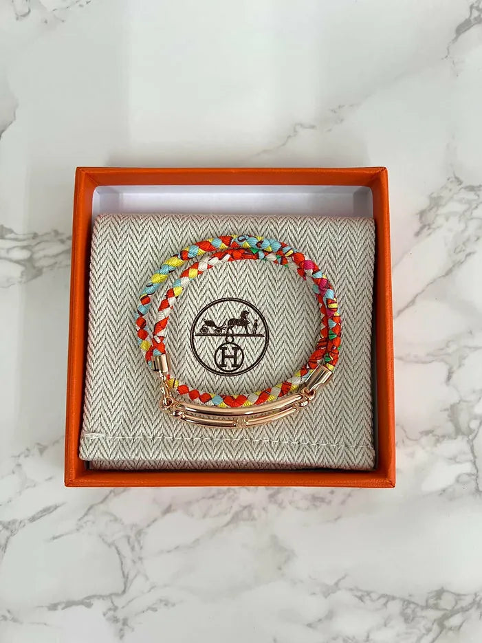 Hermes roulis 雙圈 dt soie 手鍊 GHW T2