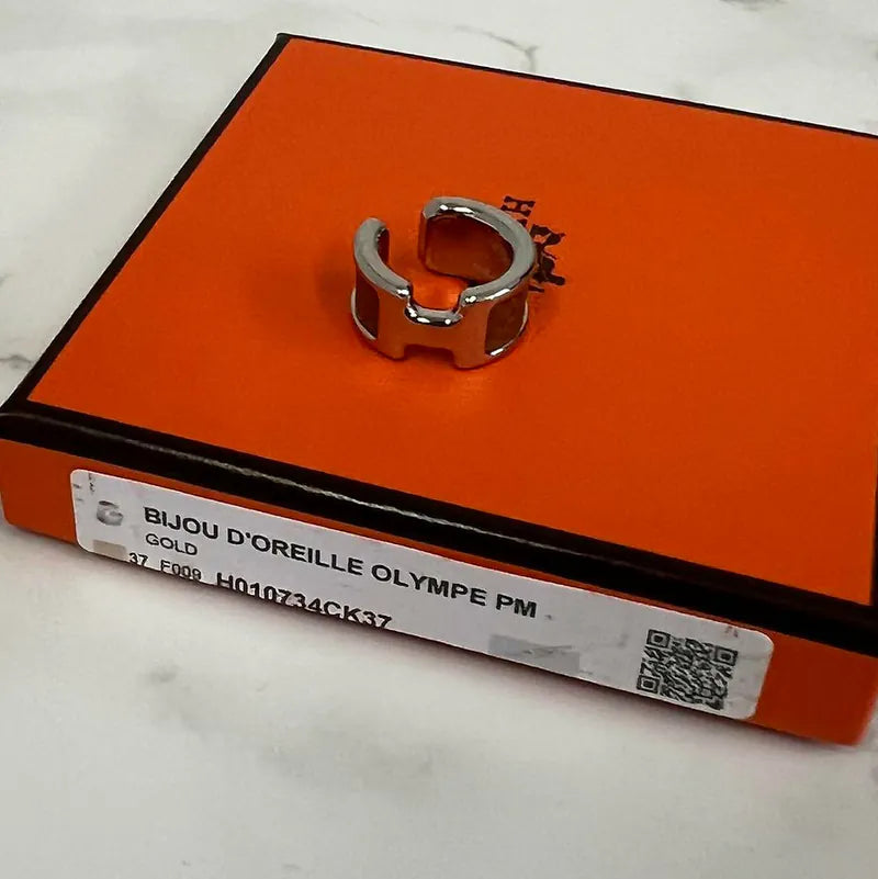 愛馬仕 Olympe 耳夾 小號 金色鑲鑽