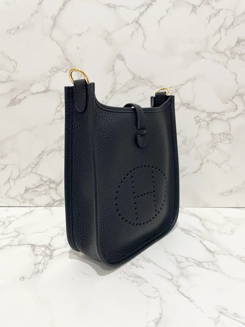 愛馬仕 Mini Evelyn 16 TC Noir 89 B 郵票 GHW