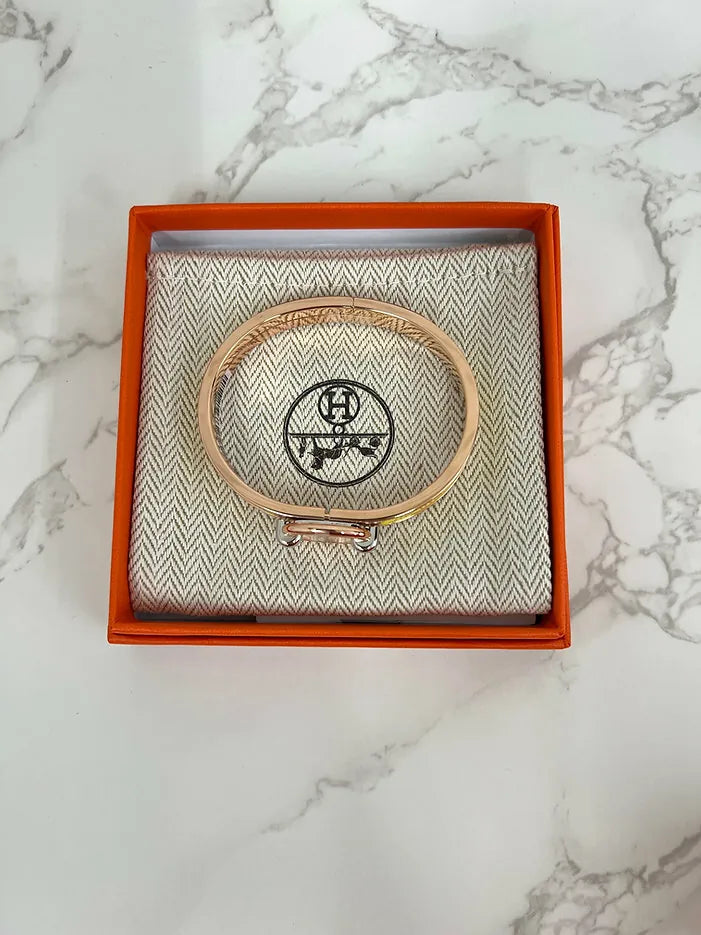 ❤️愛馬仕迷你 Clic Ch D'ancre 手鍊，黃色網球款，金色五金，PM 碼