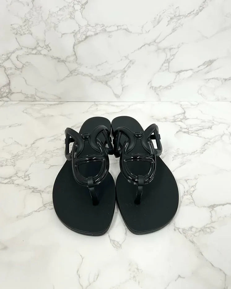 愛馬仕 Egerie Noir 涼鞋，36 碼