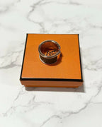 愛馬仕 Olympe 系列戒指，大號，灰褐色，RGHW GM 型號，S 碼