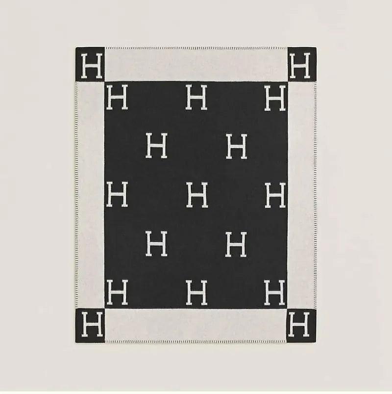 Hermes Avalon 毯子 米色/黑色