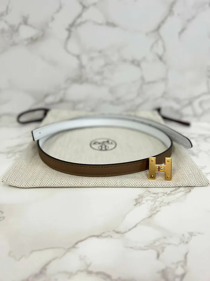 愛馬仕雙面皮革錶帶，13毫米，70厘米，灰褐色，娜塔皮革