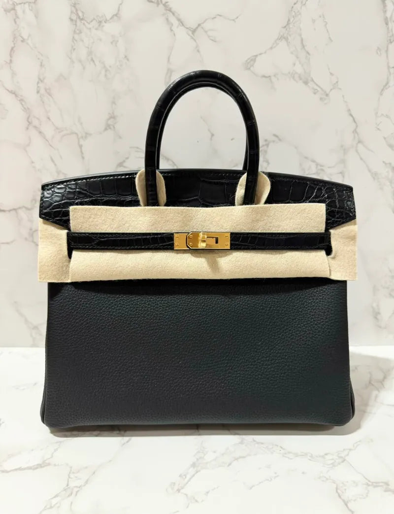 Hermes Birkin 25 Touch Noir GHW 鱷魚皮 Missi 墊